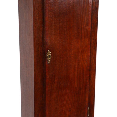 454 - An oak cased  longcase clock, the 30cms painted square dial with Arabic numerals, date aperture and ... 