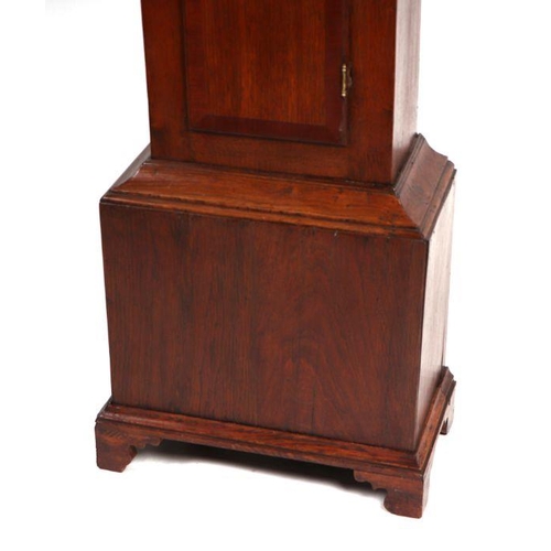 455 - An oak and crossbanded mahogany cased longcase clock, the 30cms painted square dial with Roman and A... 