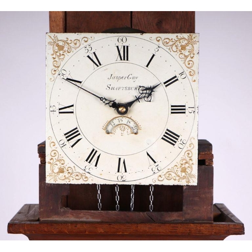 455 - An oak and crossbanded mahogany cased longcase clock, the 30cms painted square dial with Roman and A... 