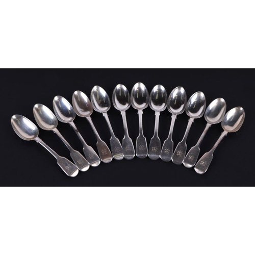 499 - A set of twelve George IV silver teaspoons, initialled, London 1829; together with a set of six Edwa... 