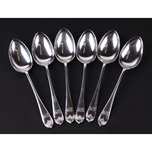 499 - A set of twelve George IV silver teaspoons, initialled, London 1829; together with a set of six Edwa... 