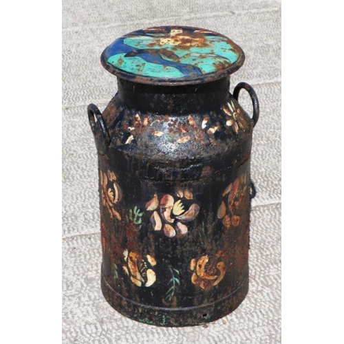 5 - A painted milk churn, 64cms high.