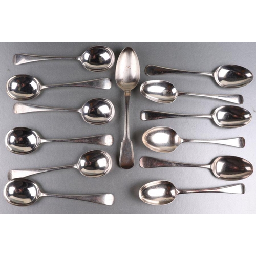 502 - A set of six Old English pattern silver dinner forks, Sheffield 1939, 430g; together with other simi... 