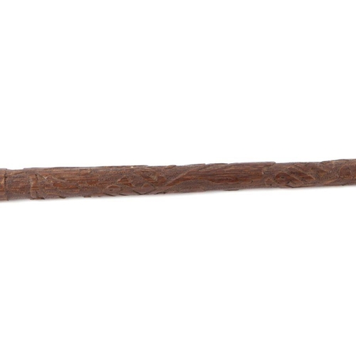 79 - A WW1 hand carved trench art walking cane / stick. Carved into the stick it reads WORLD - WAR 1914-1... 