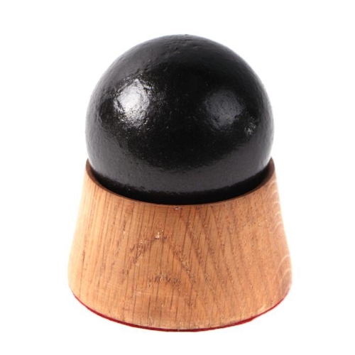 88 - An iron cannon ball. Approximate diameter of 7cms (2.75ins) on a turned oak mount