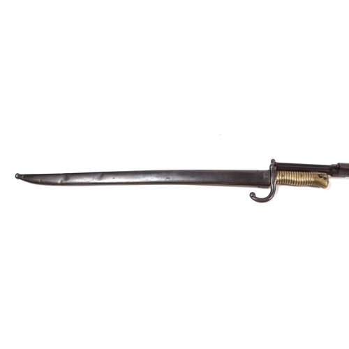 29 - A French obsolete calibre Chassepot MLE 1866 rifle, numbered 'B60220' and bayonet, numbered '63353'.