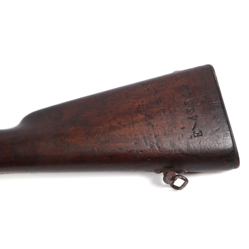 29 - A French obsolete calibre Chassepot MLE 1866 rifle, numbered 'B60220' and bayonet, numbered '63353'.