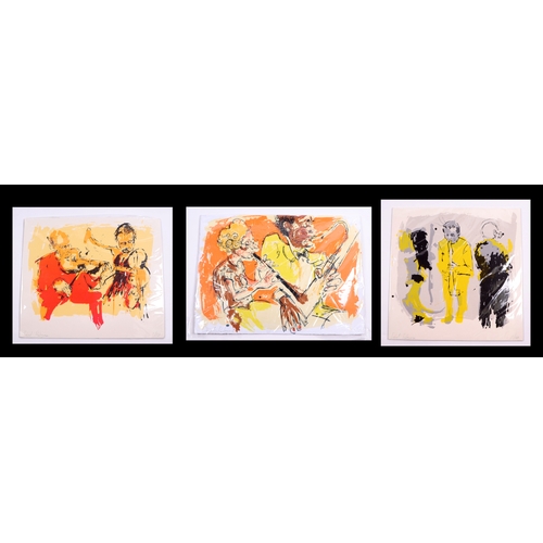 286 - After Daniel Rodriguez (contemporary modern) - a set of three limited edition prints depicting jazz ... 