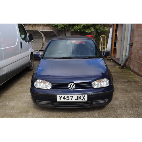 12O - A 2001 Volkswagen Golf Cabriolet 2-litre petrol.  Registration No. Y457 JKX, chassis No.  WVWZZZ1EZ1... 