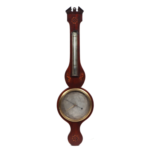 377 - An Admiral Fitzroy type barometer, 95cms high; together with an Edwardian thermometer barometer in a... 