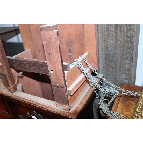 457 - An oak cased longcase clock, the 30cms square brass dial with silvered chapter ring, Roman and Arabi... 