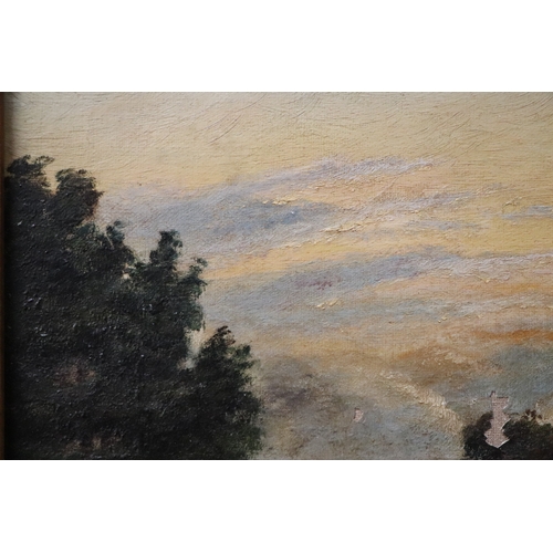 170 - 19th century naive school - Farmhouse in a Landscape - oil on canvas, framed, 37 by 27cms.