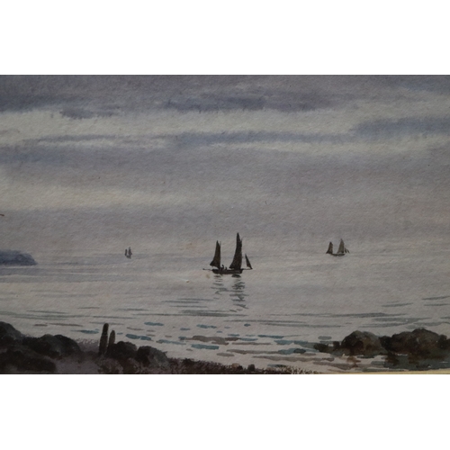 169 - Victorian school - Seascape with Fishing Boats - indistinctly signed lower left, watercolour, framed... 