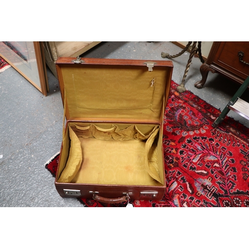 408 - Two vintage brown leather suitcase, the largest 50cms wide (2).