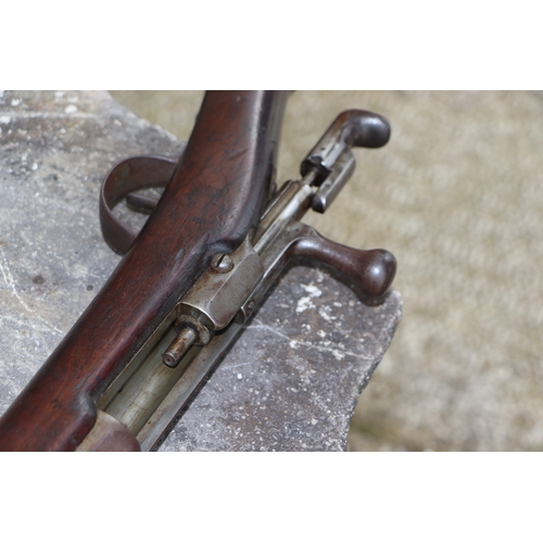 29 - A French obsolete calibre Chassepot MLE 1866 rifle, numbered 'B60220' and bayonet, numbered '63353'.