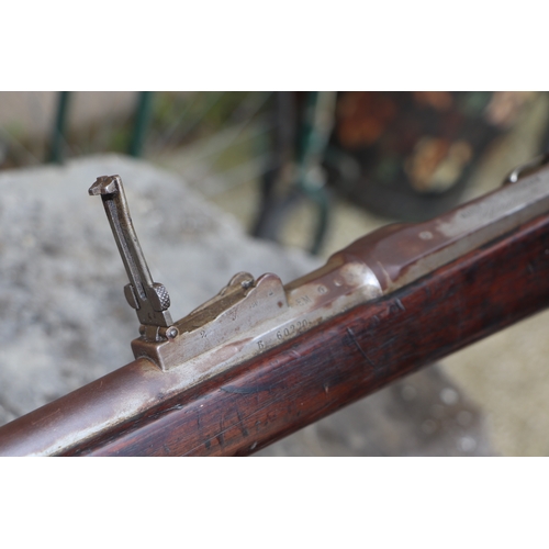 29 - A French obsolete calibre Chassepot MLE 1866 rifle, numbered 'B60220' and bayonet, numbered '63353'.