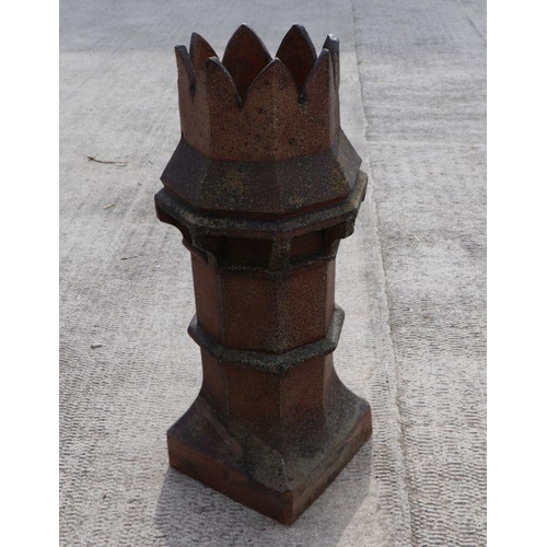 10 - A salt glazed crown top chimney pot, 96cms high.