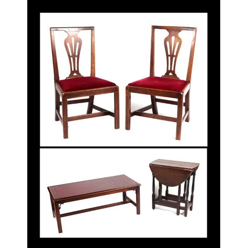 1054 - A pair of 19th century mahogany dining chairs with vase shaped pierced back splats, drop-in seats an... 