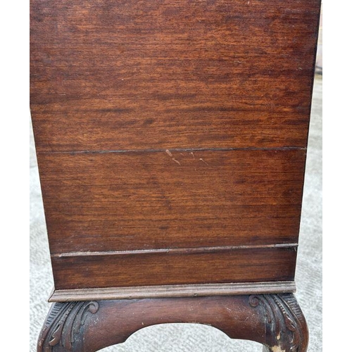 1061 - An early 20th century Queen Anne style mahogany drinks cabinet on stand, the pair of panelled doors ... 