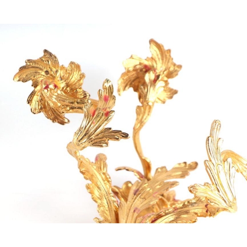 119 - A set of three rococo style gilt metal wall sconces, each approx 50cms high (3).