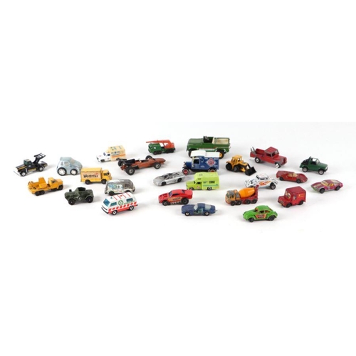 131 - A large selection of diecast cars and commercial vehicles to include a Corgi Aston Martin DB5, Chipp... 