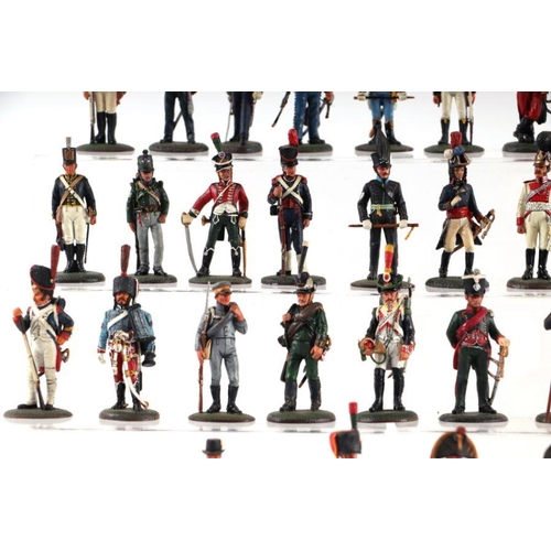 132 - A collection of fifty Del Prado French and British Napoleonic War lead soldiers, various regiments a... 