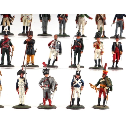 132 - A collection of fifty Del Prado French and British Napoleonic War lead soldiers, various regiments a... 