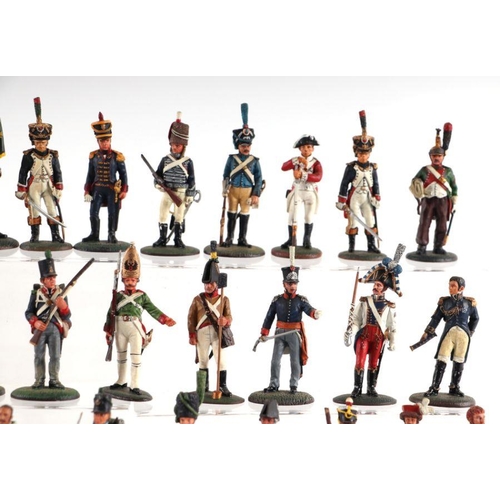 132 - A collection of fifty Del Prado French and British Napoleonic War lead soldiers, various regiments a... 