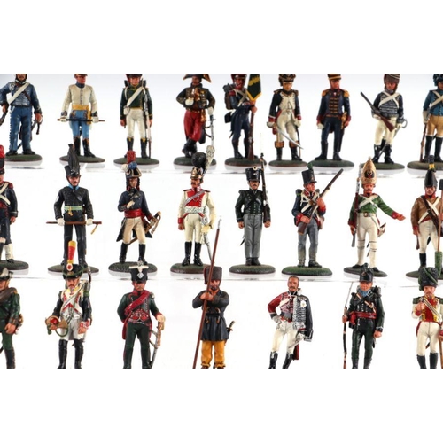 132 - A collection of fifty Del Prado French and British Napoleonic War lead soldiers, various regiments a... 