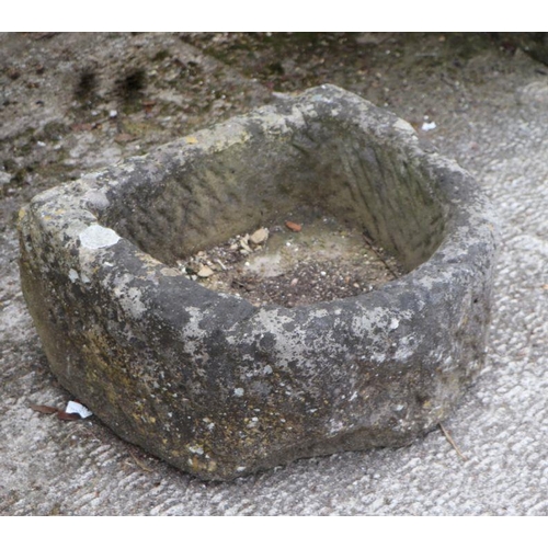 15 - A D shaped carved stone planter, 50cms wide.