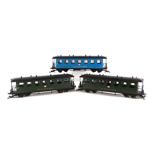 150 - A quantity of assorted L.G.B. rolling stock to include coaches, wagons, goods wagons etc.