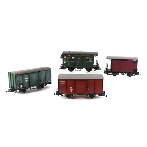 150 - A quantity of assorted L.G.B. rolling stock to include coaches, wagons, goods wagons etc.