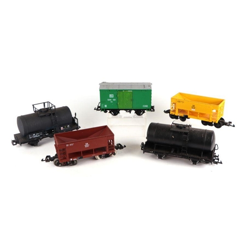 150 - A quantity of assorted L.G.B. rolling stock to include coaches, wagons, goods wagons etc.