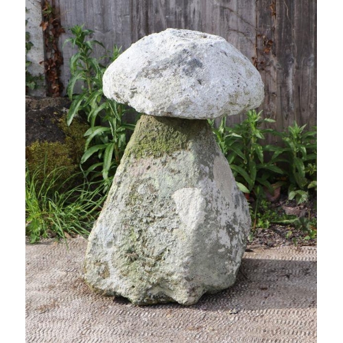 17 - A well weathered staddle stone, 85cms high.