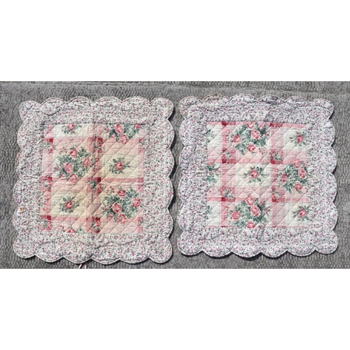 171 - A pair of N Villaret Paris French cotton scallop edged quilts, each 250 by 260cms; together with two... 