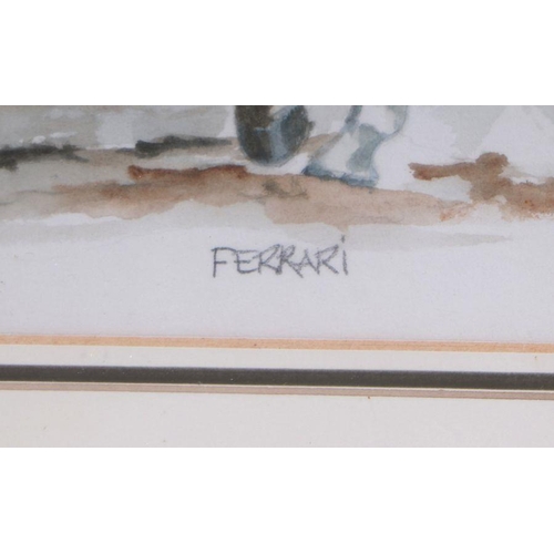 198 - Ferrari - Study of Three Large Horses - signed lower right, framed & glazed, 47 by 31cms.