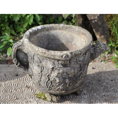 20 - A well weathered garden planter in the form of a teapot, 38cms diameter.