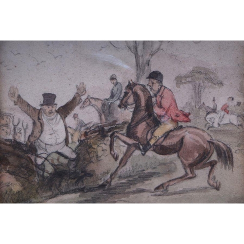 214 - John Leech (1817-1864) - Hunt Scene with Angry Landowner - with statement beneath stating 'Mr Biggs ... 