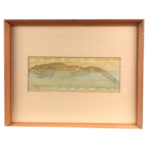 217 - Tony Smith (mid century British) - Study of a Frog in Water from Above - watercolour, framed & g... 