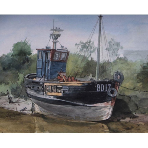 226 - Bert Lane (modern British) - The Refit - watercolour and pen & ink, signed lower right, framed &... 