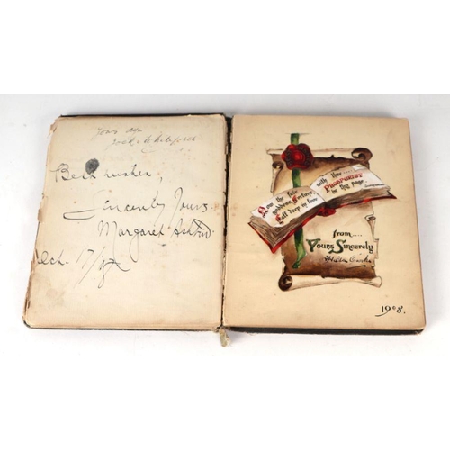 24 - An Edwardian autograph album including photographs and signatures by Harry Lauder and Gunner Moir; t... 