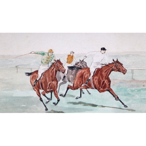 240 - Brush (early 20th century British) - Study of Three Race Horses at Full Gallop - signed lower left, ... 