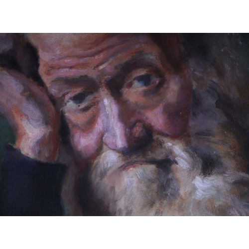 243 - L Gilbourg ? - Portrait of an Elderly Bearded Gentleman - indistinctly signed lower left, gouache, g... 