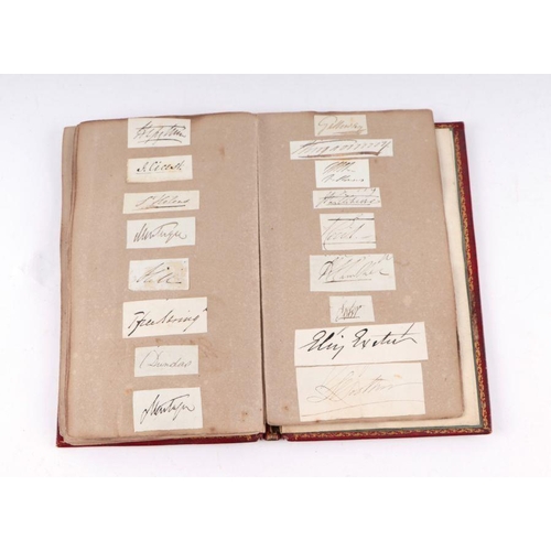 27 - An early 19th century tooled red leather album containing family silhouettes and numerous signatures... 