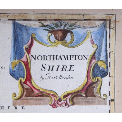 28 - Morden (Robert) - a coloured map of Northamptonshire, framed & glazed, 45 by 39cms.