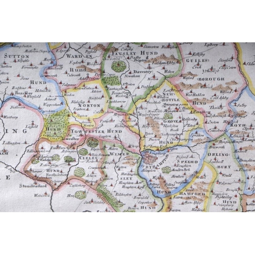 28 - Morden (Robert) - a coloured map of Northamptonshire, framed & glazed, 45 by 39cms.