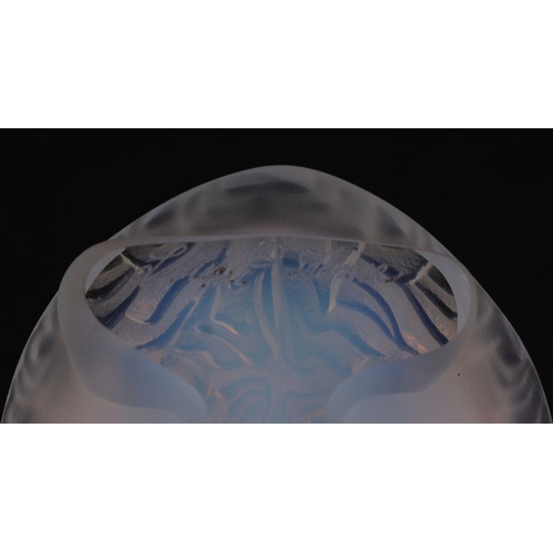 292 - A Lalique opalescent glass tortoise, etched to base, 7.5cms long.