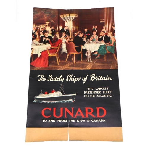 42 - A late 1950's Cunard Passenger Liner advertising poster.