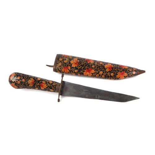 49 - A Kashmiri dagger with highly decorated handle and scabbard, 28cms long.