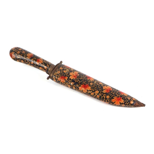 49 - A Kashmiri dagger with highly decorated handle and scabbard, 28cms long.